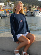 Navy Pink Fish Sweatshirt